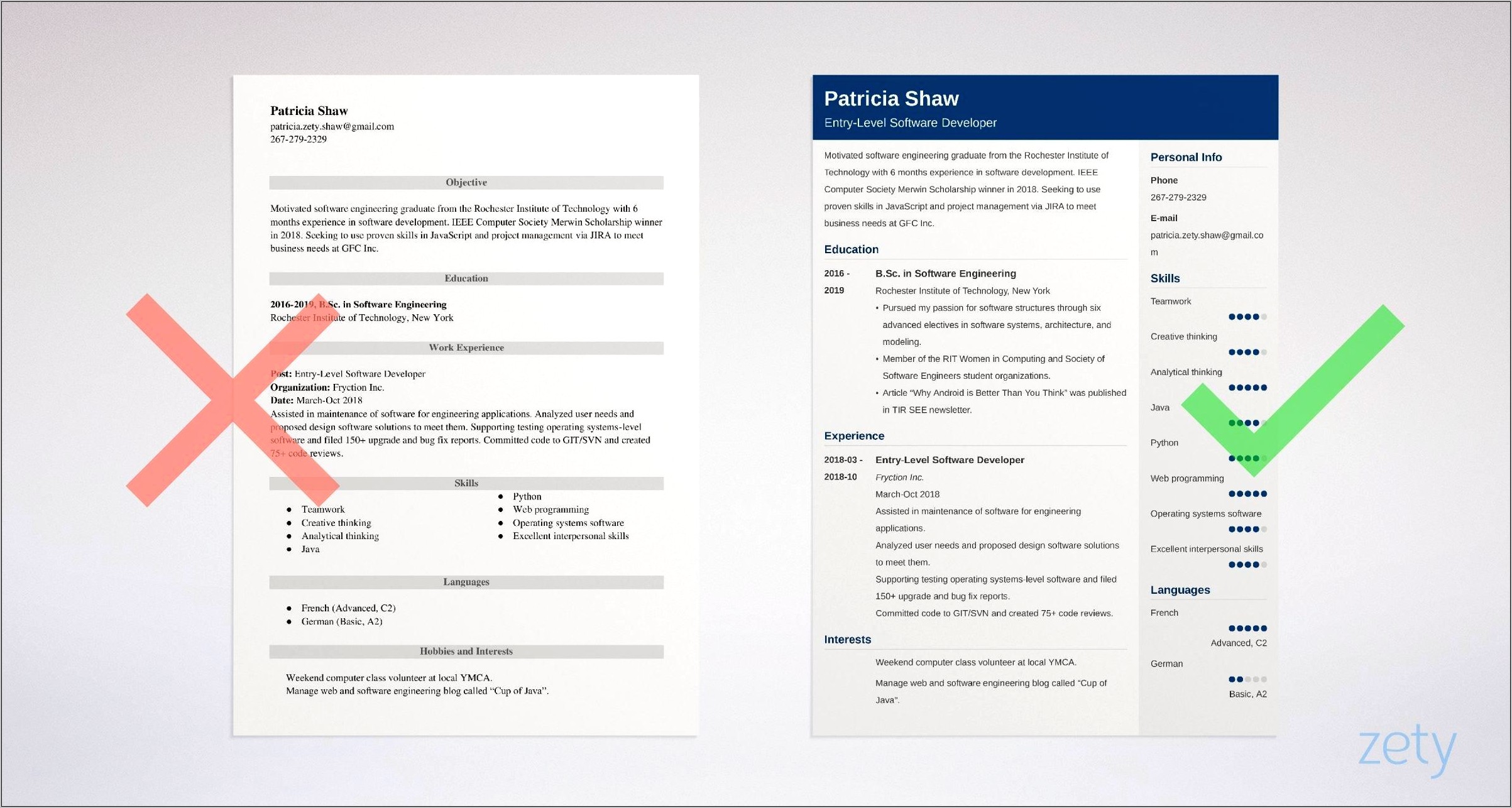 1 Page Resume Template For Juniors