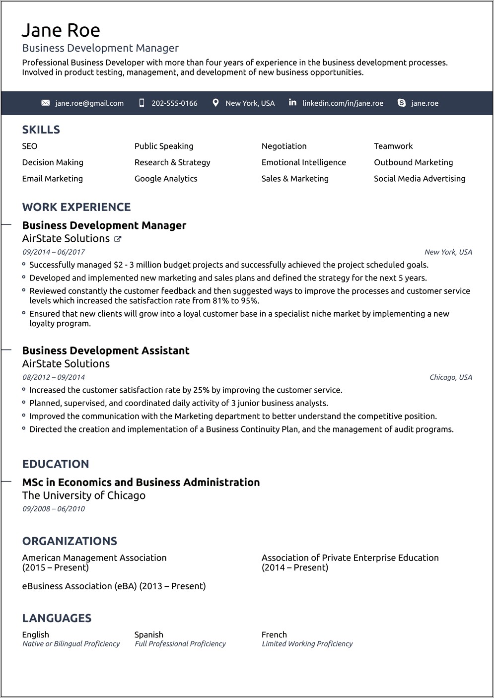 1 Year Experience Resume Sample Free Download