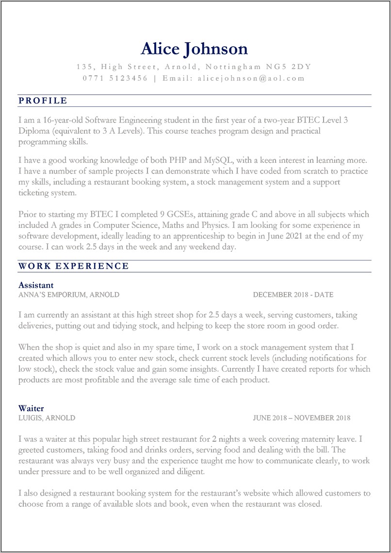 16 Year Old No Experience Resume