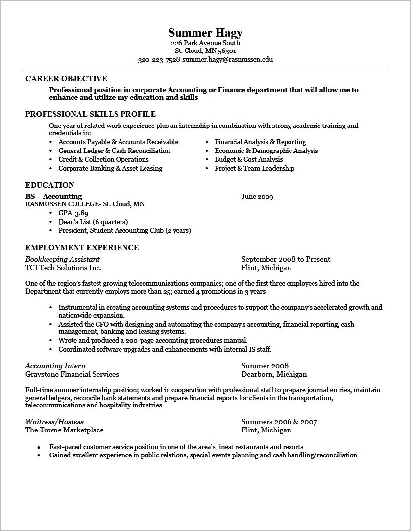 1l Resume For Summer Associaate Jobs