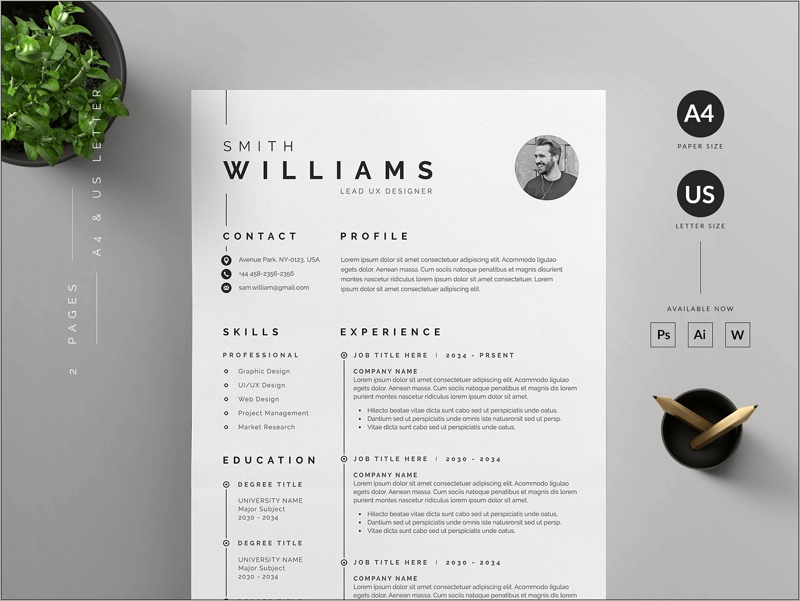 2 Page Resume Template Free Download Word