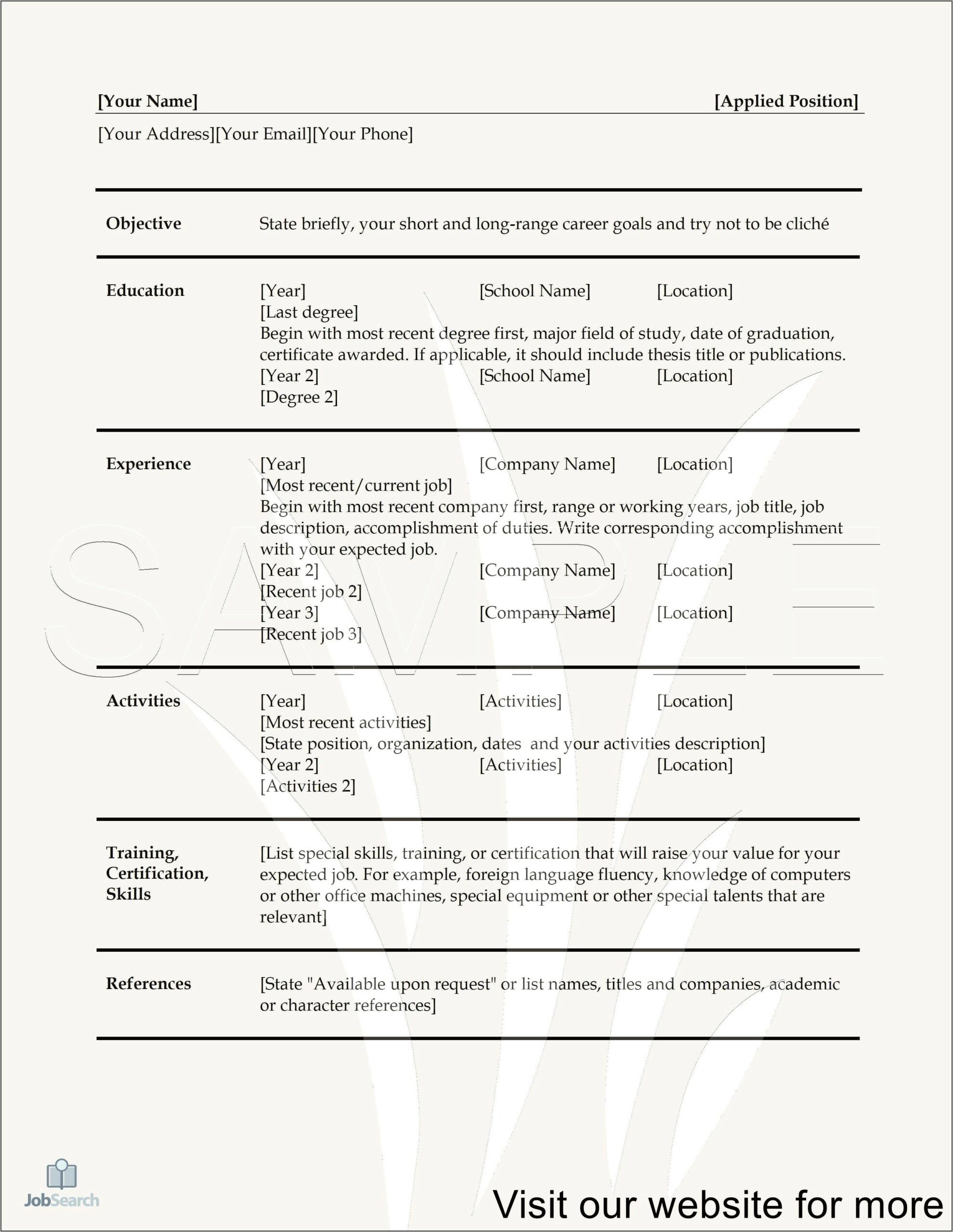 2 Year Experience Resume Format Free Download