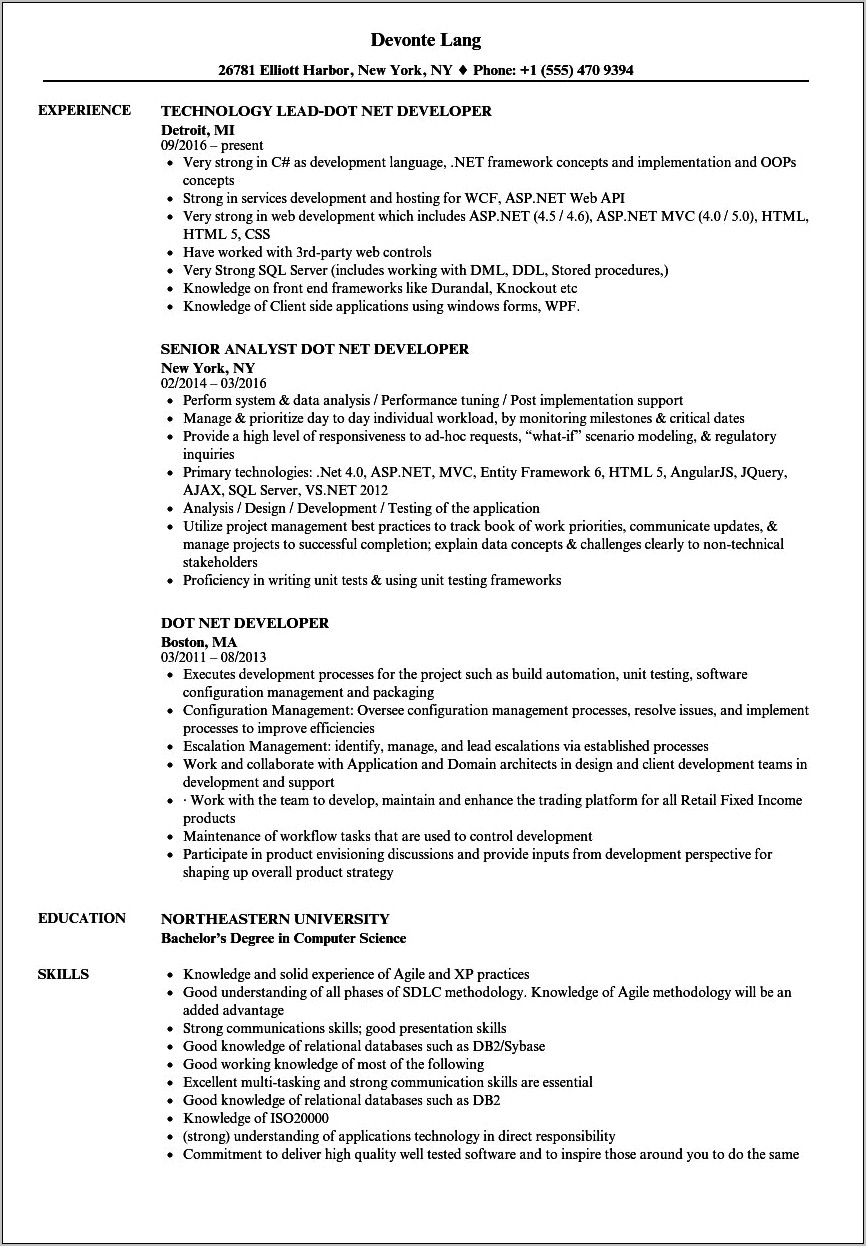2 Years Experience Resume Format In Net