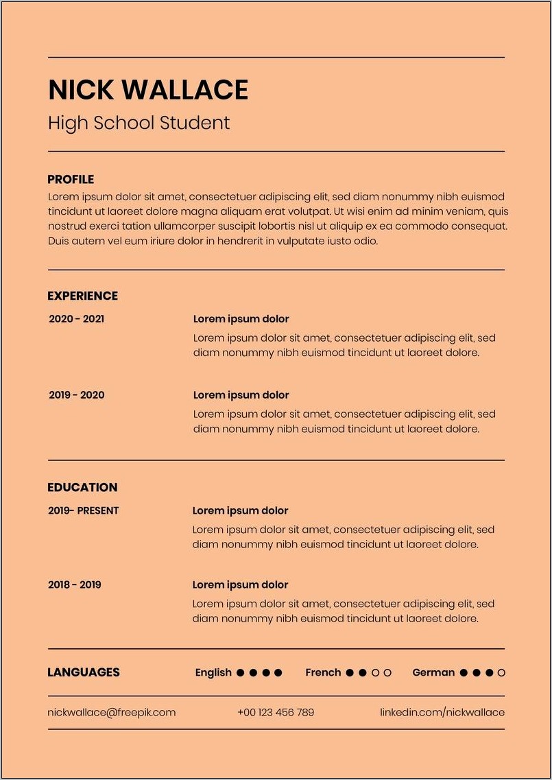 2019 Resume Template For High School Student