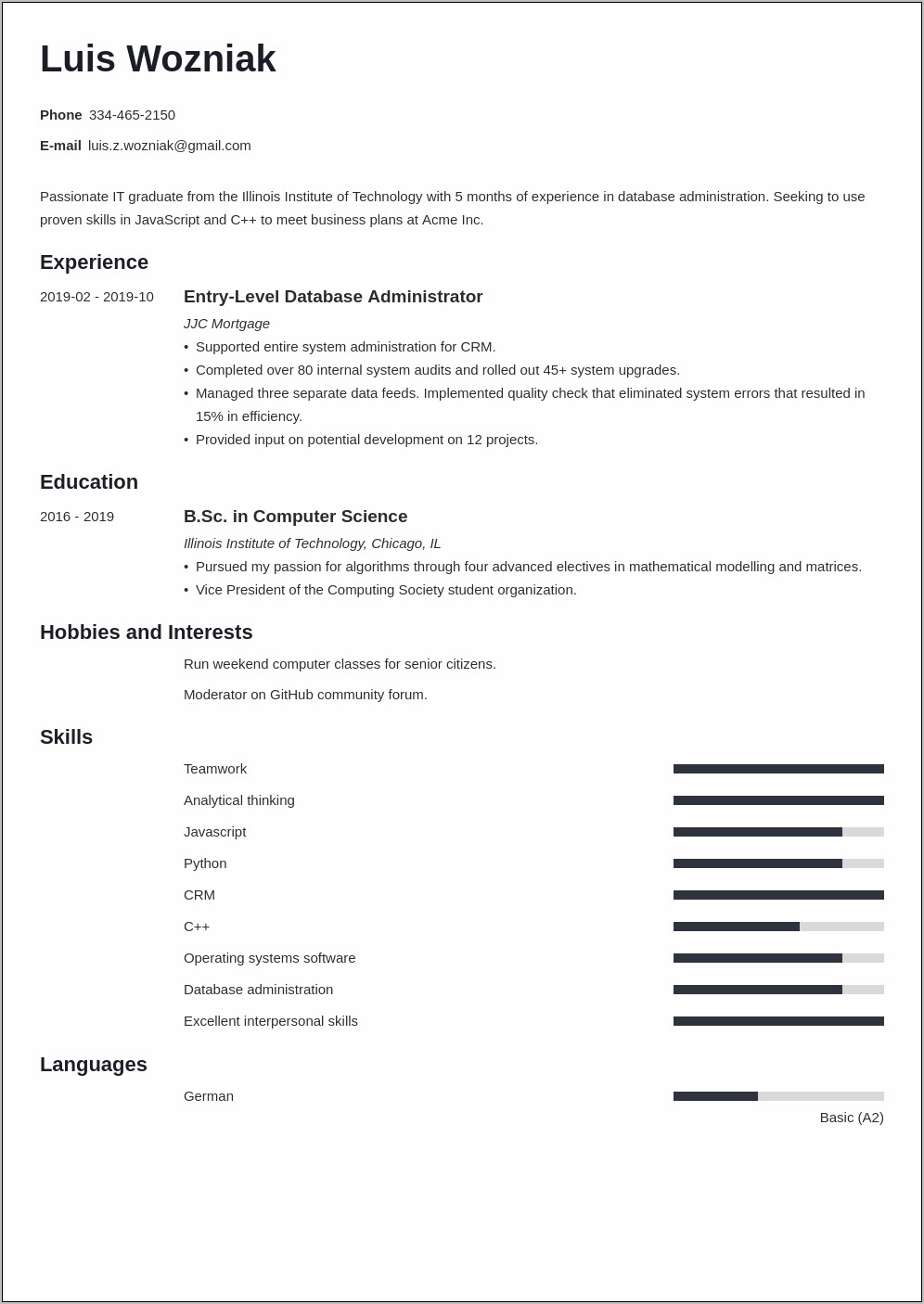 2019 Resume Templates For Information Technology