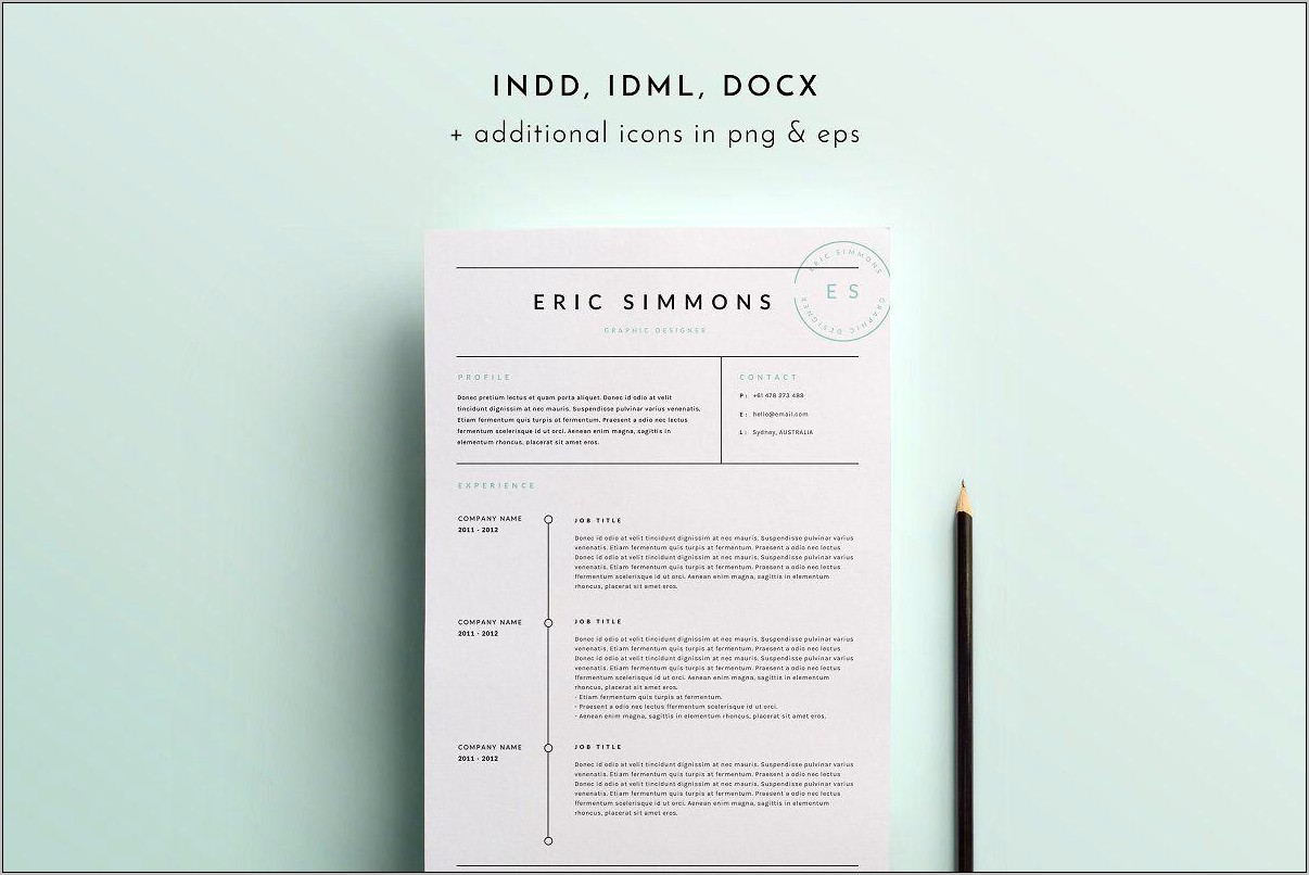 3 Page Resume Template Indd Docx