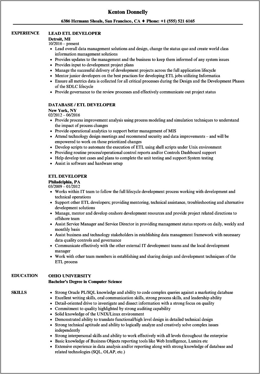 4 Years Experience Resume In Informatica