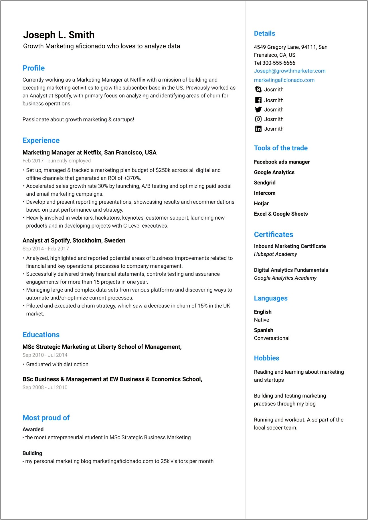 4 Years Experience Resume In Marketing