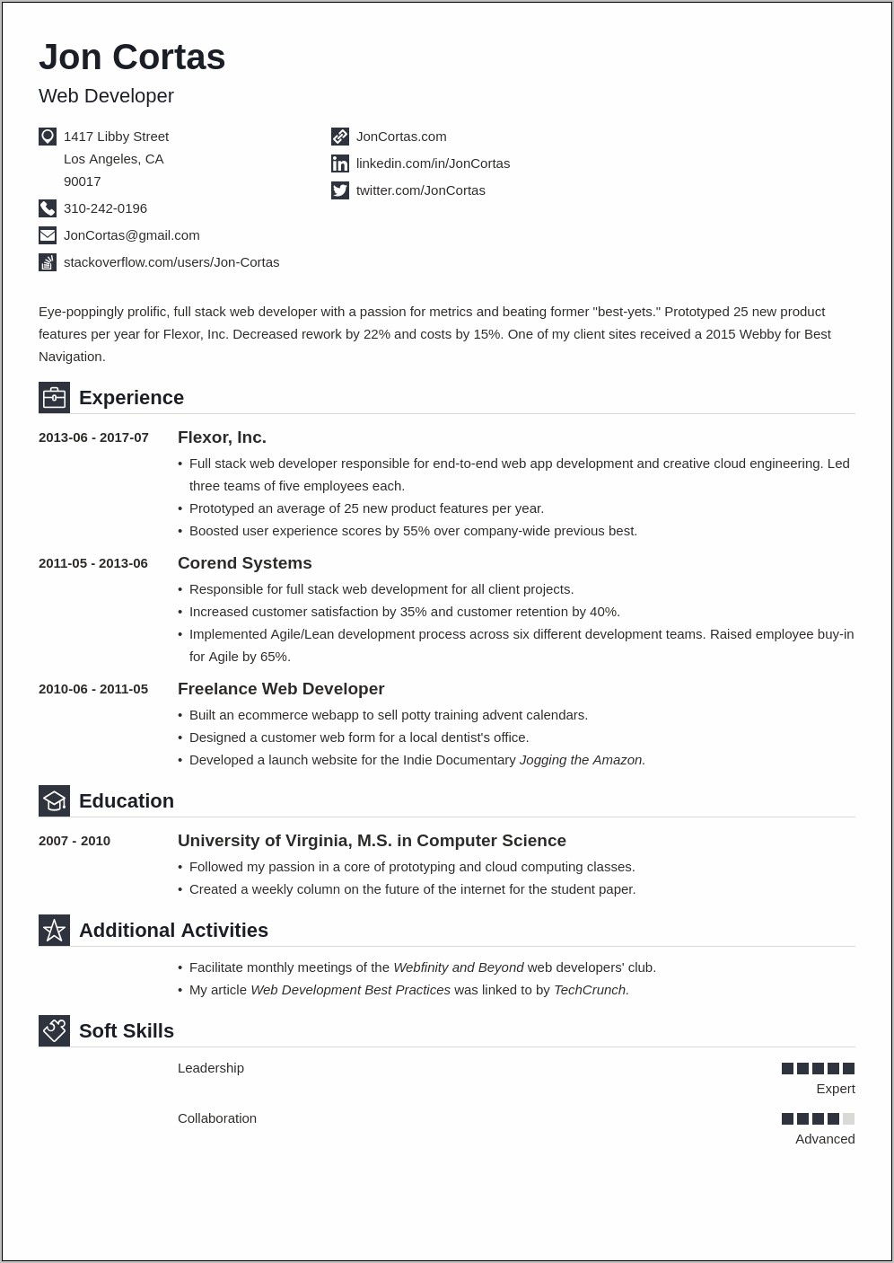 8 Year Experience Resume Format For Developer