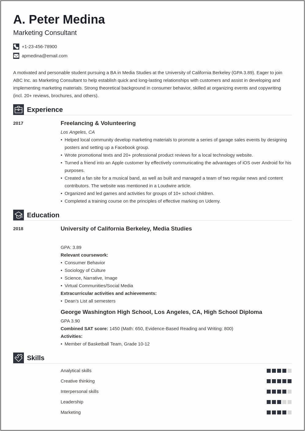 A First Job Resume Example
