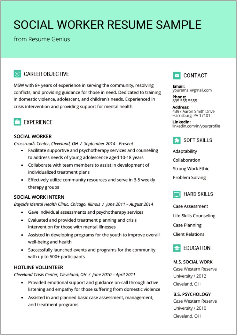 A Good Objective For A Social Worker Resume