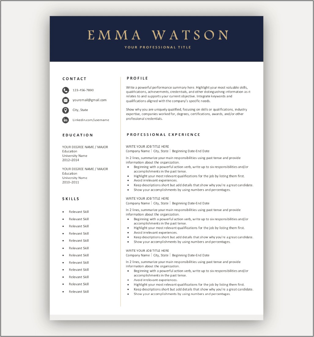 A Good Professional Resume That Is Downloadable