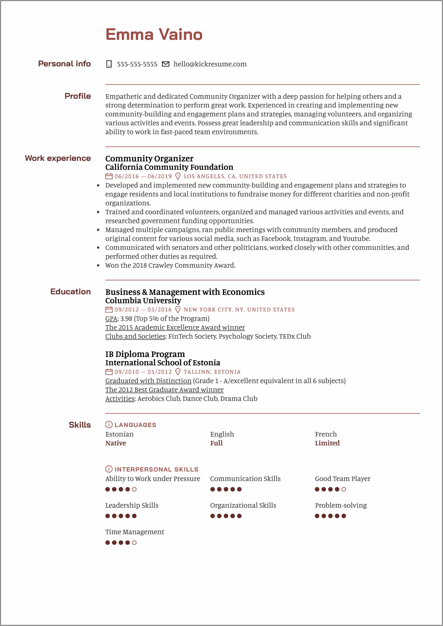 A Good Resume Example For A Professional Organizer