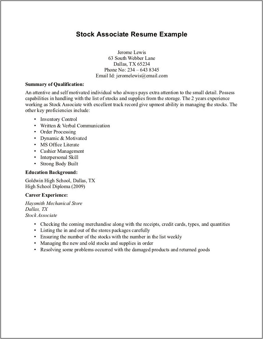 A Good Resume With No Experience