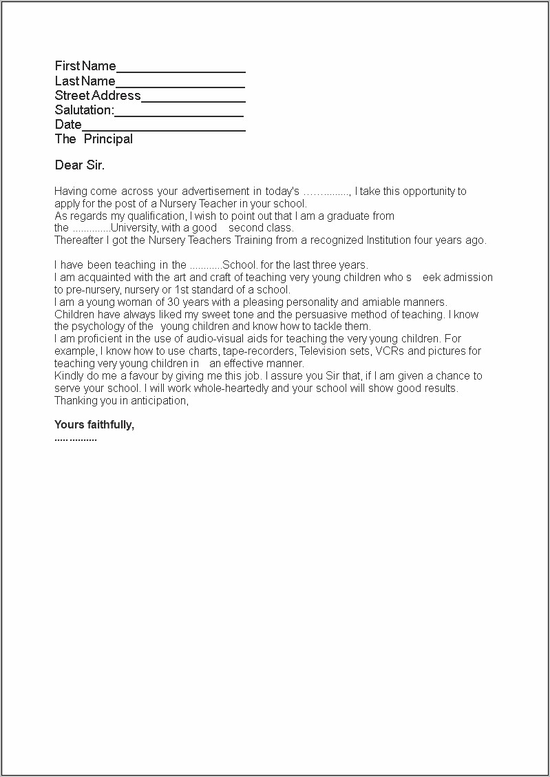 A Job Application Letter With Resume