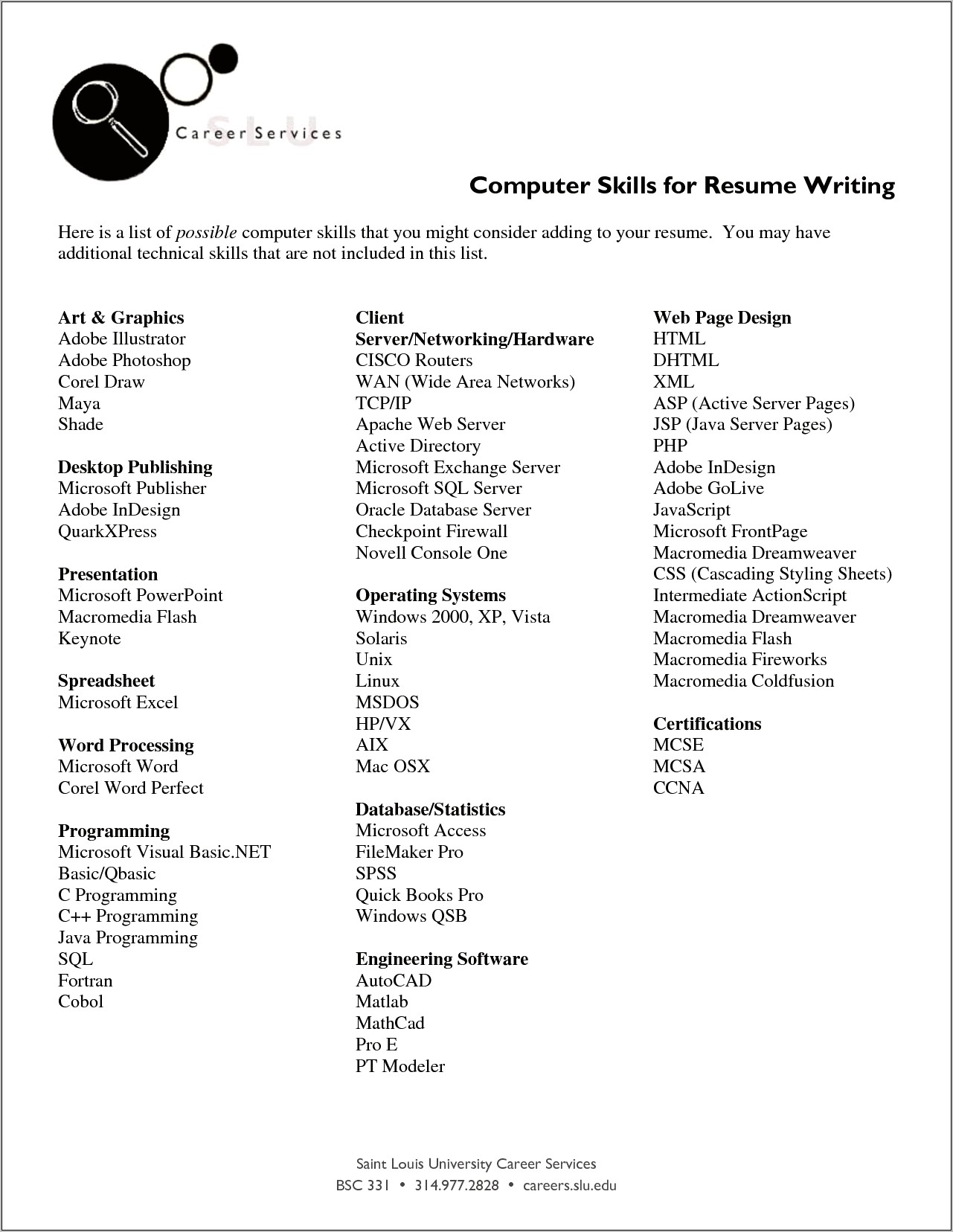 A List Of Skills On A Resume