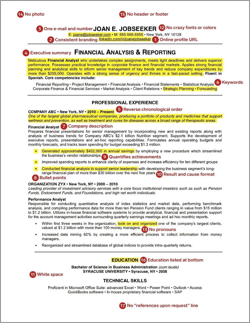 A Perfect Finanical Resume Example