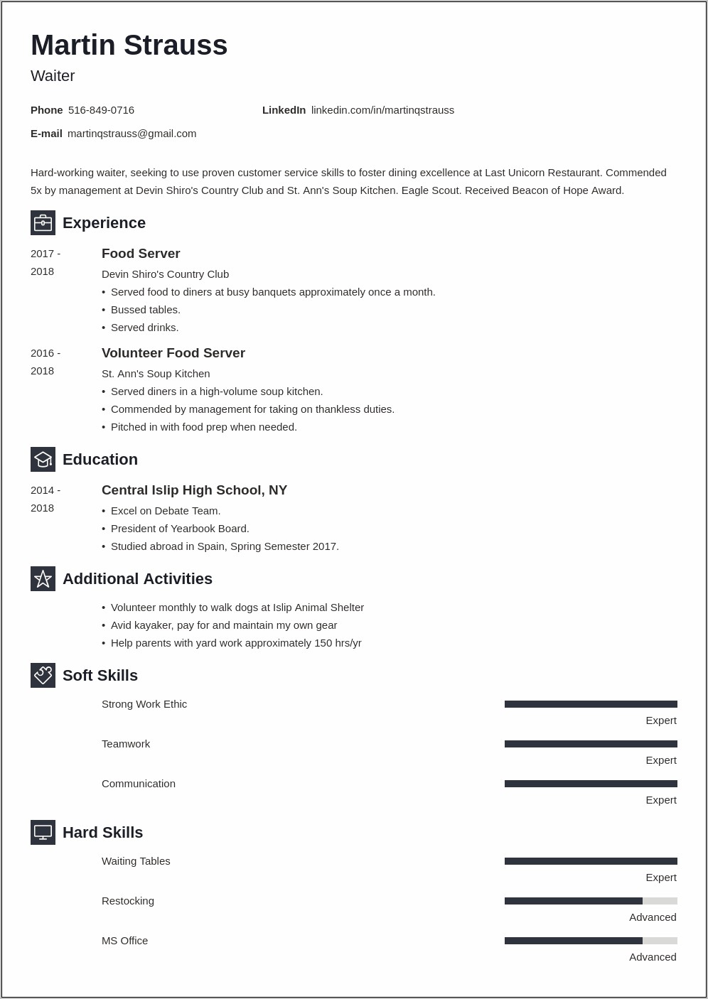 A Sample Resume For A First Job