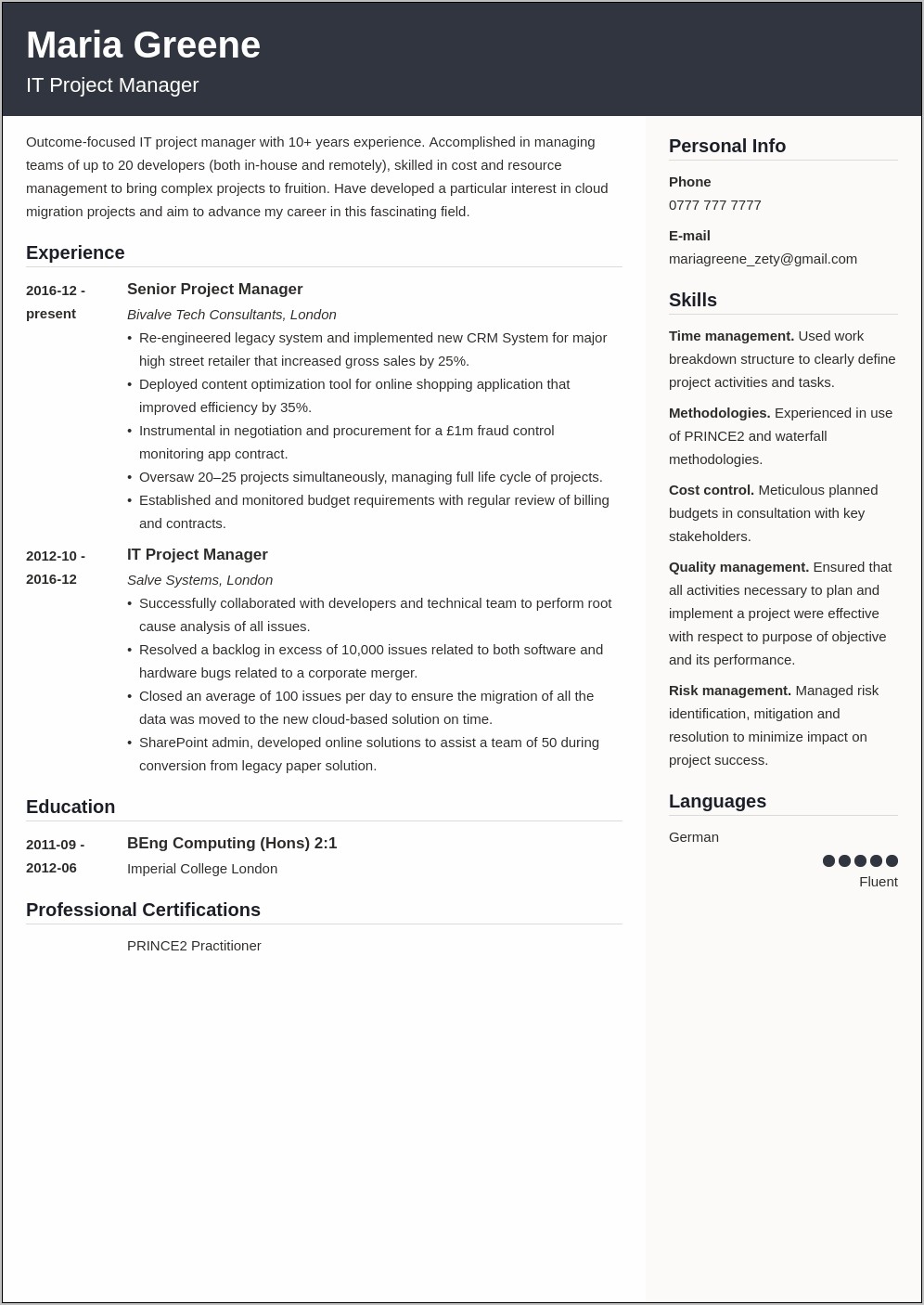 Ability To Manage Multiple Projects Resume