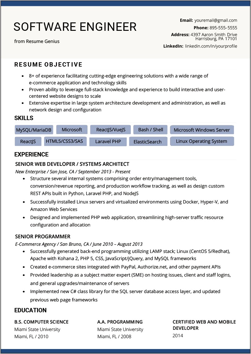 About Me Resume Template For Computer Science