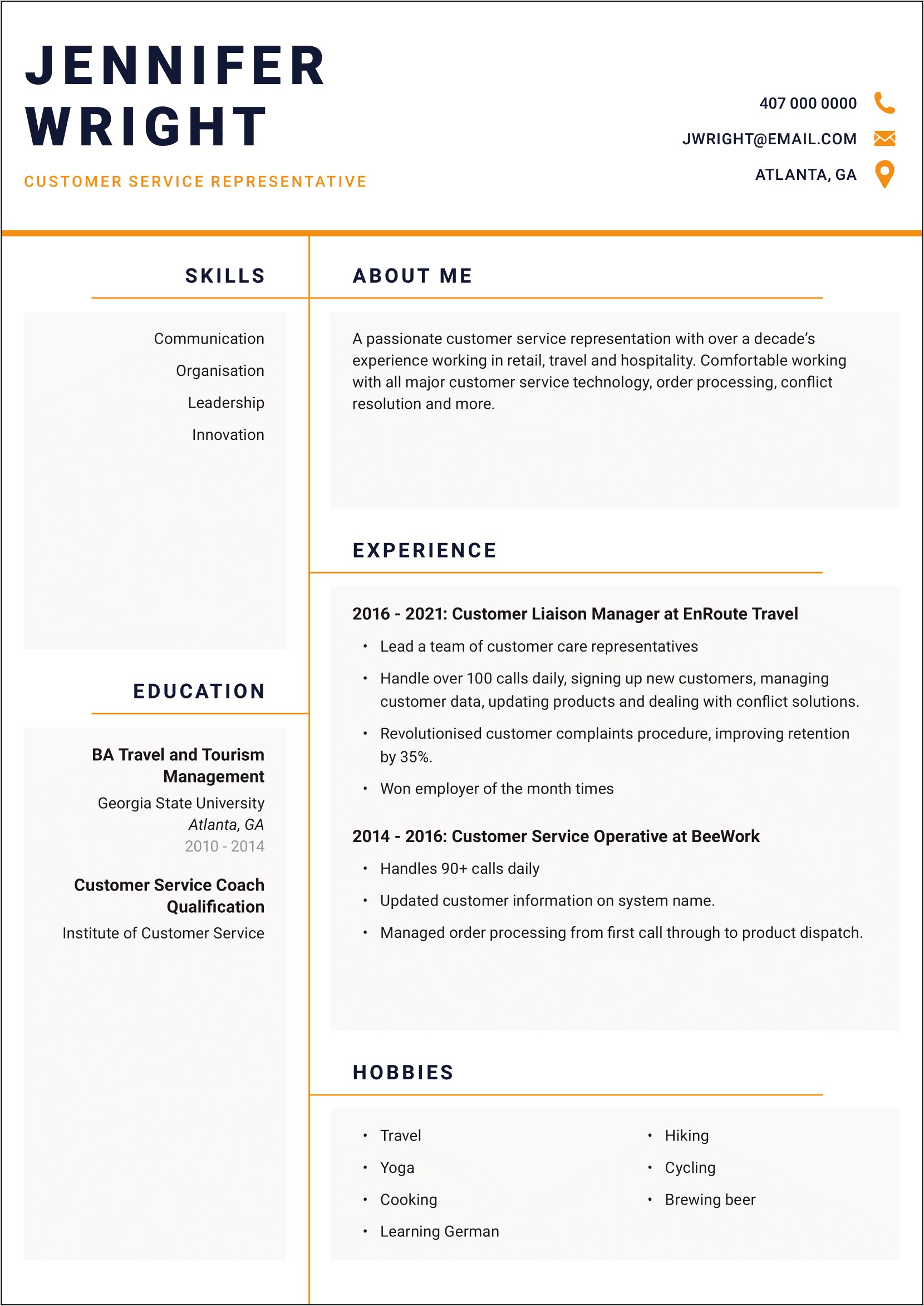 About Me Section On Resume Sample