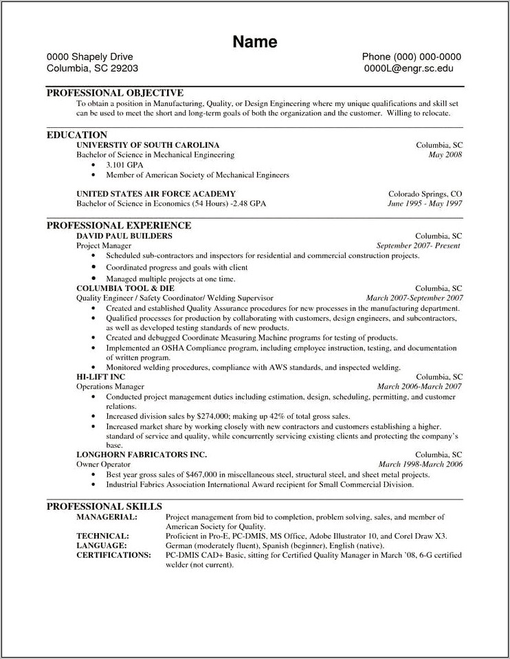 About You In Resume Examples