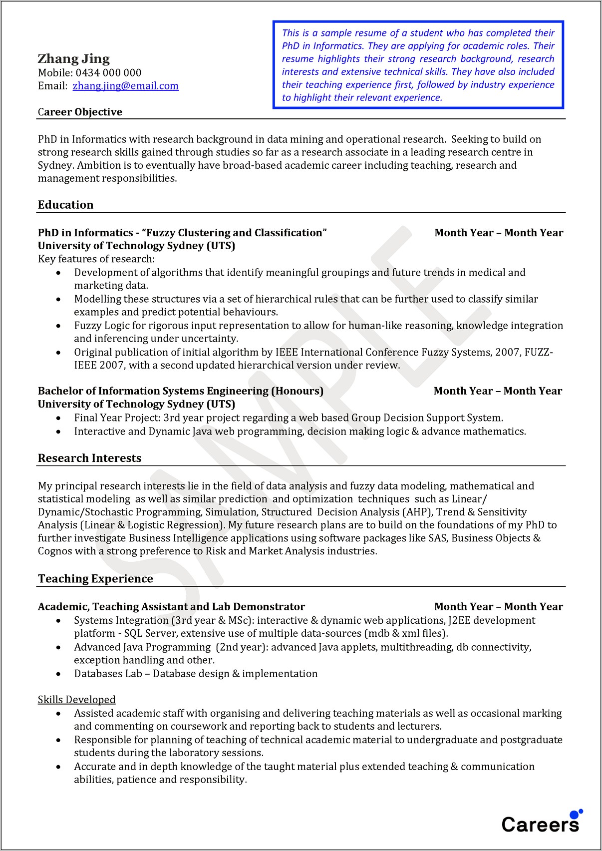 Academic Research Experience Vs Industry Experience Resume