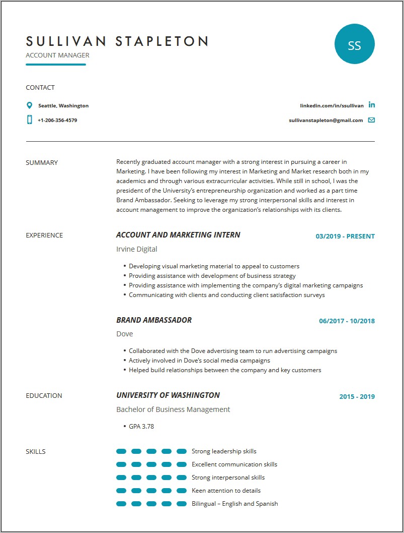 Account Manager Objective For Resume