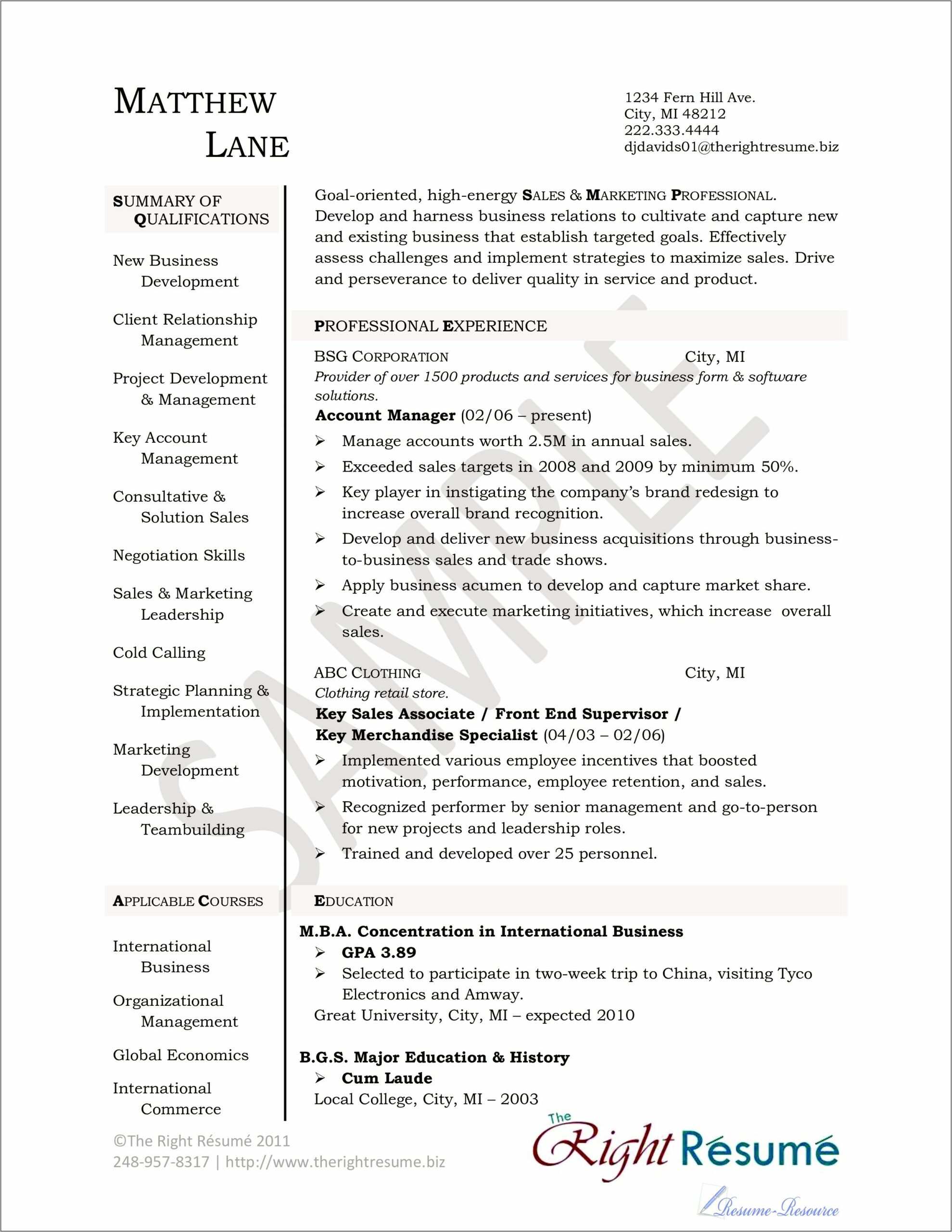 Account Manager Resume Examples 2017