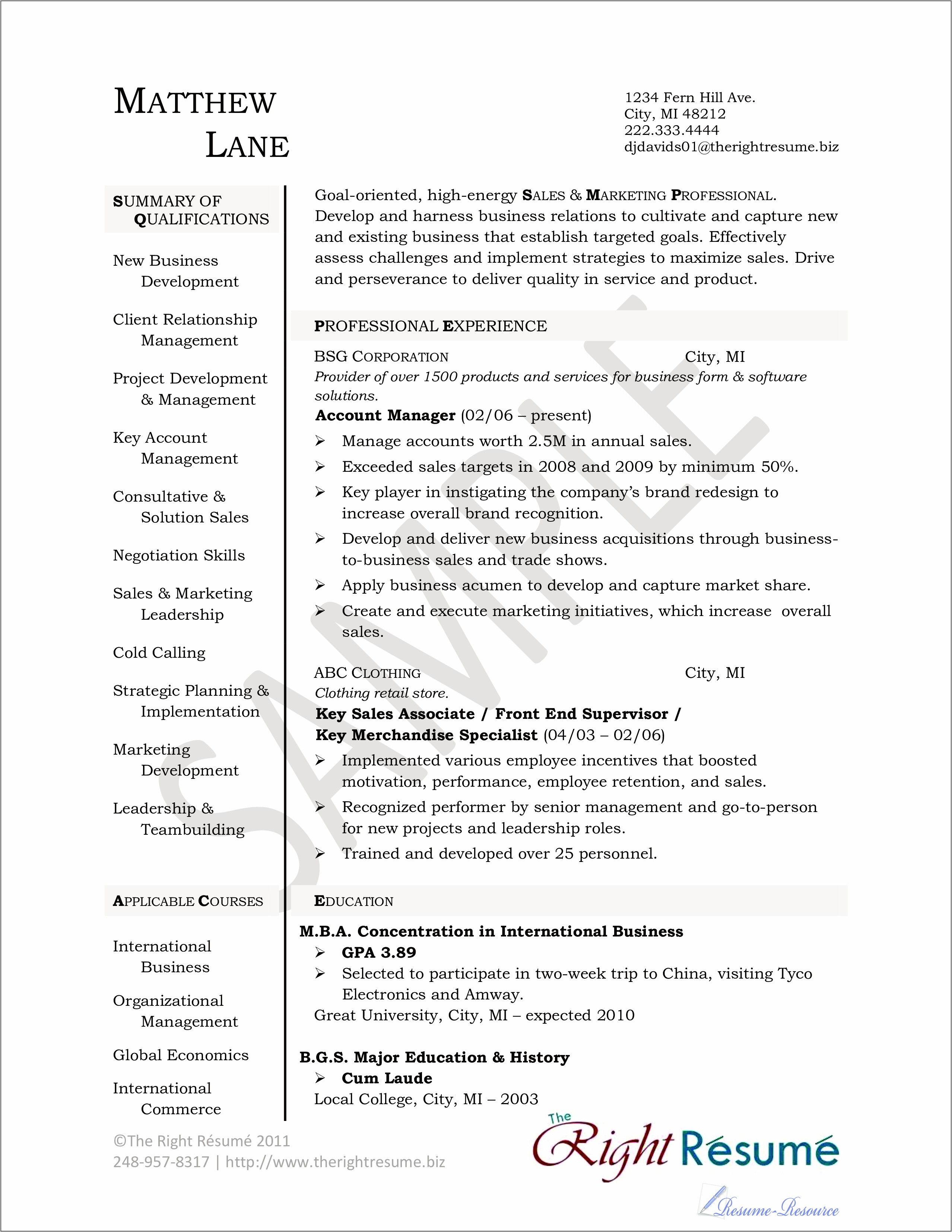 Account Manager Resume Examples 2017