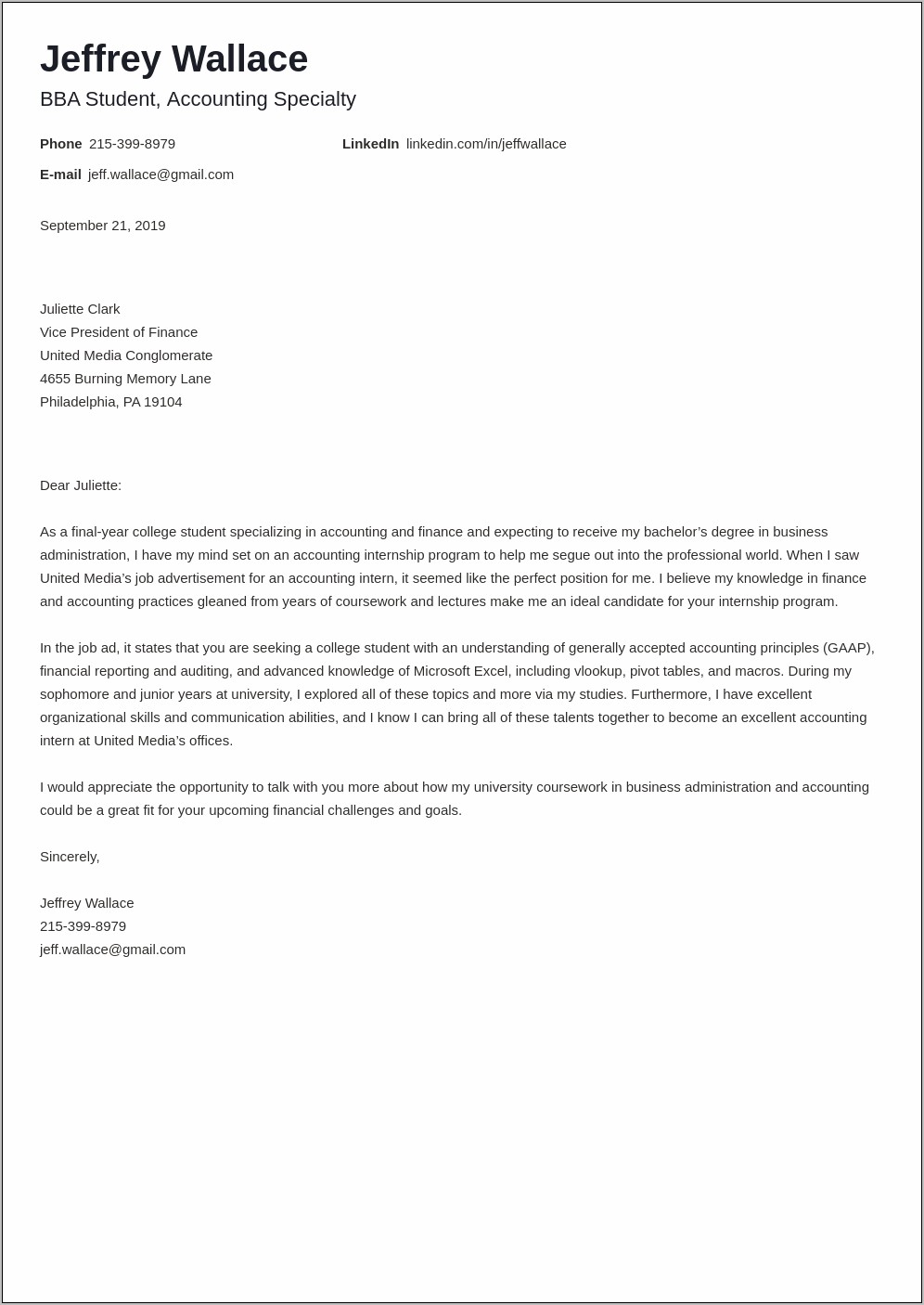 Accountant Resume Cover Letter Examples