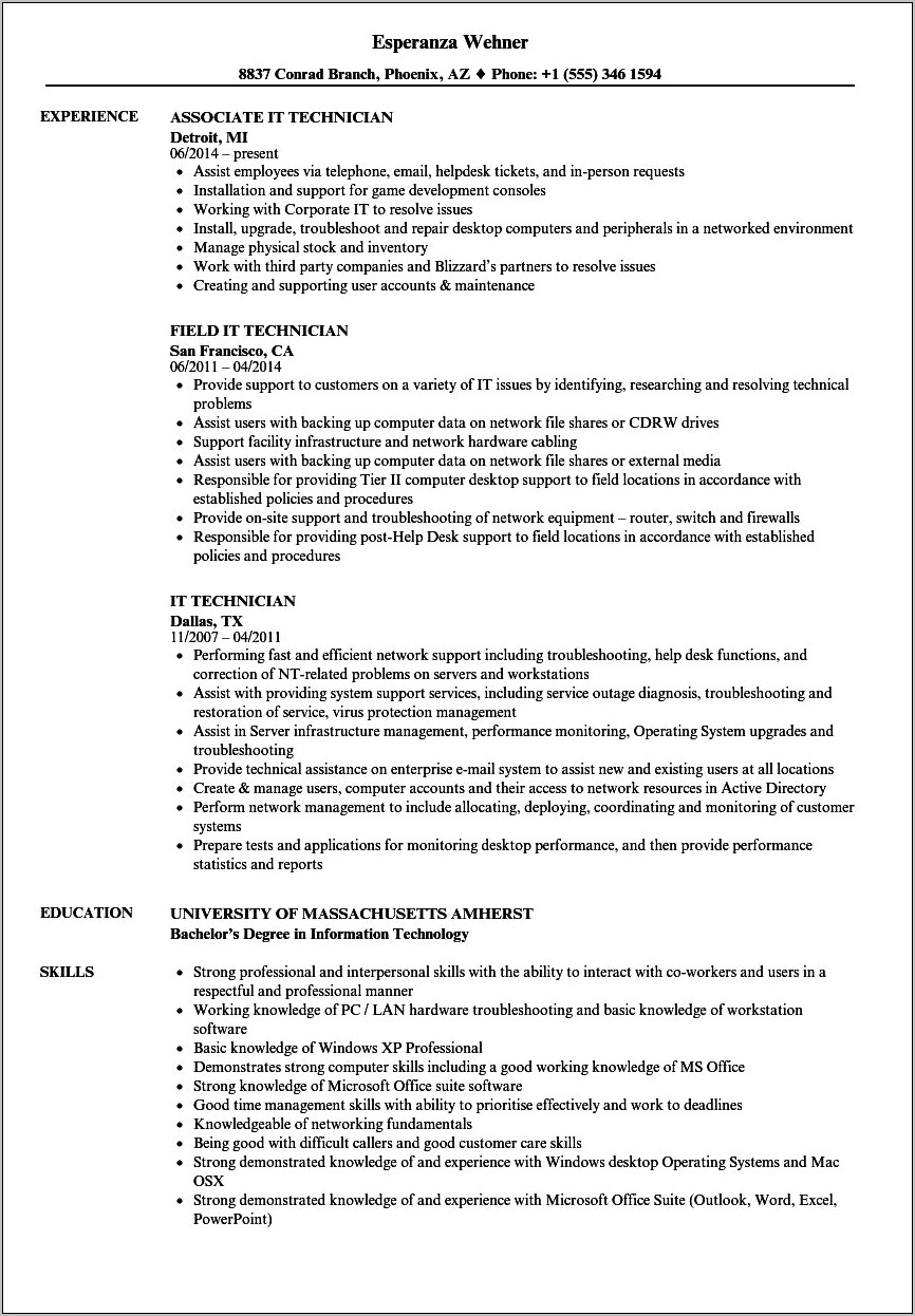 Accounting Technician Job Description For Resume