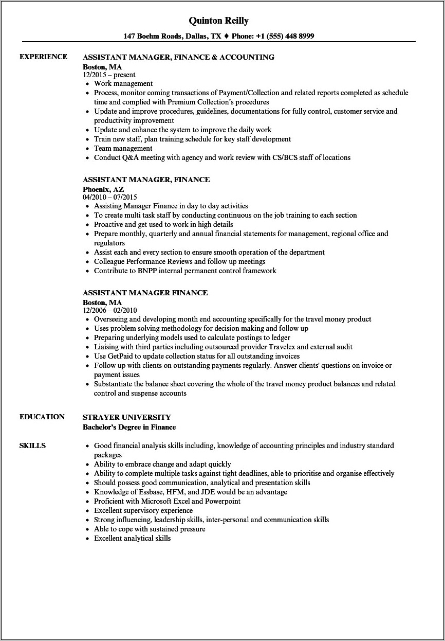 Accounts And Finance Manager Resume India
