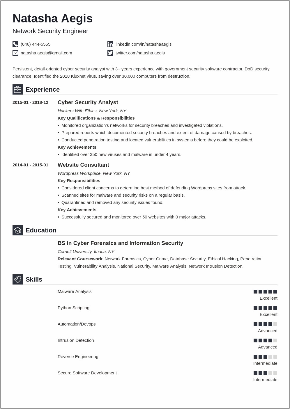Achievement In Resume Information Security Officer Examples