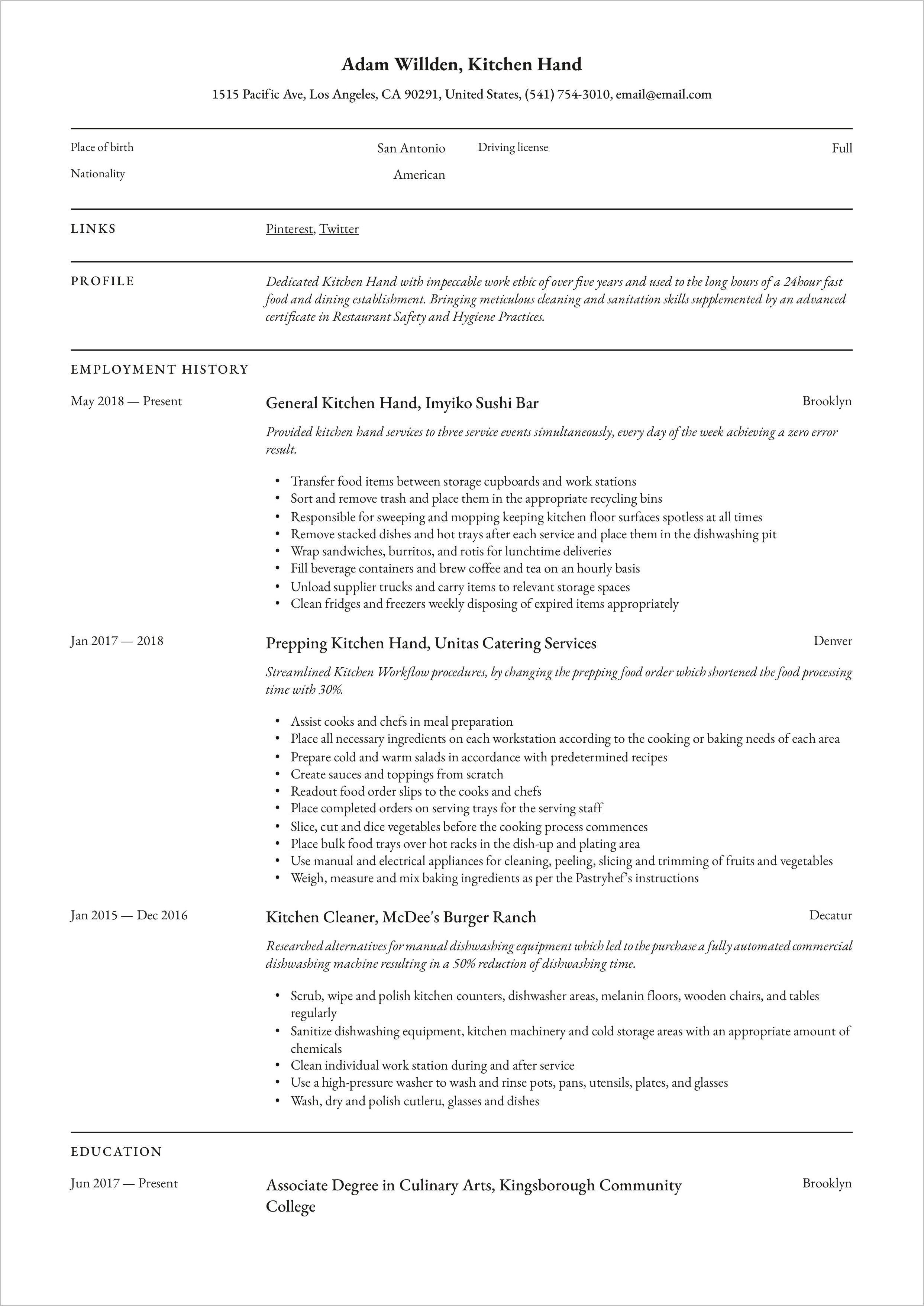 Action Words For Resume In Kitchen