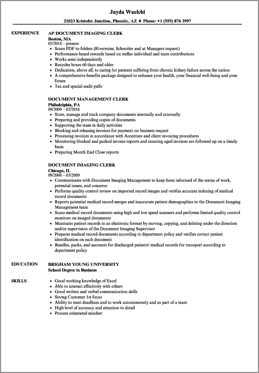 Activities For A Resume Examples For Clerk