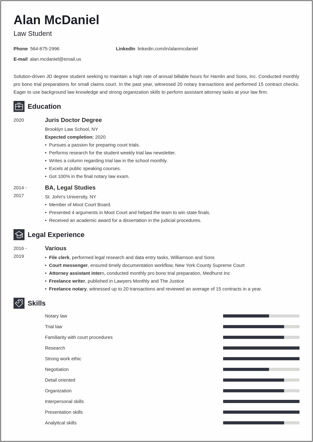 Adding Clinic Experience Law School Resume