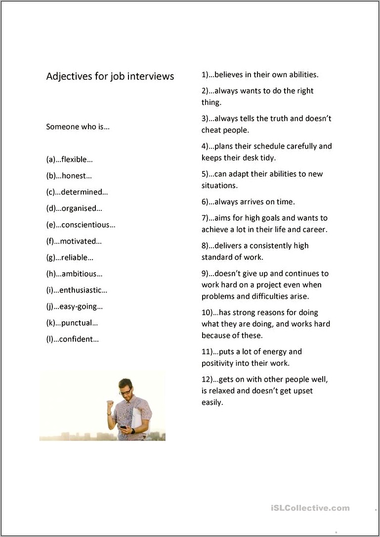 Adjective Words To Use On A Resume