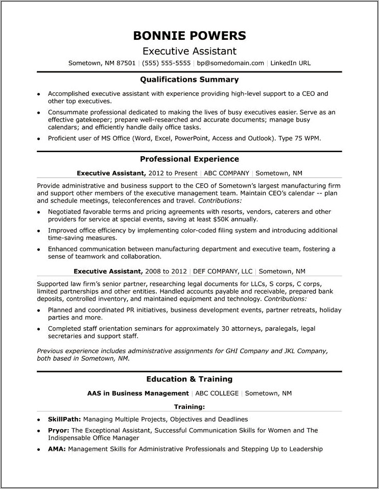 Administrative Assistant With Accounts Payable Experience Resume