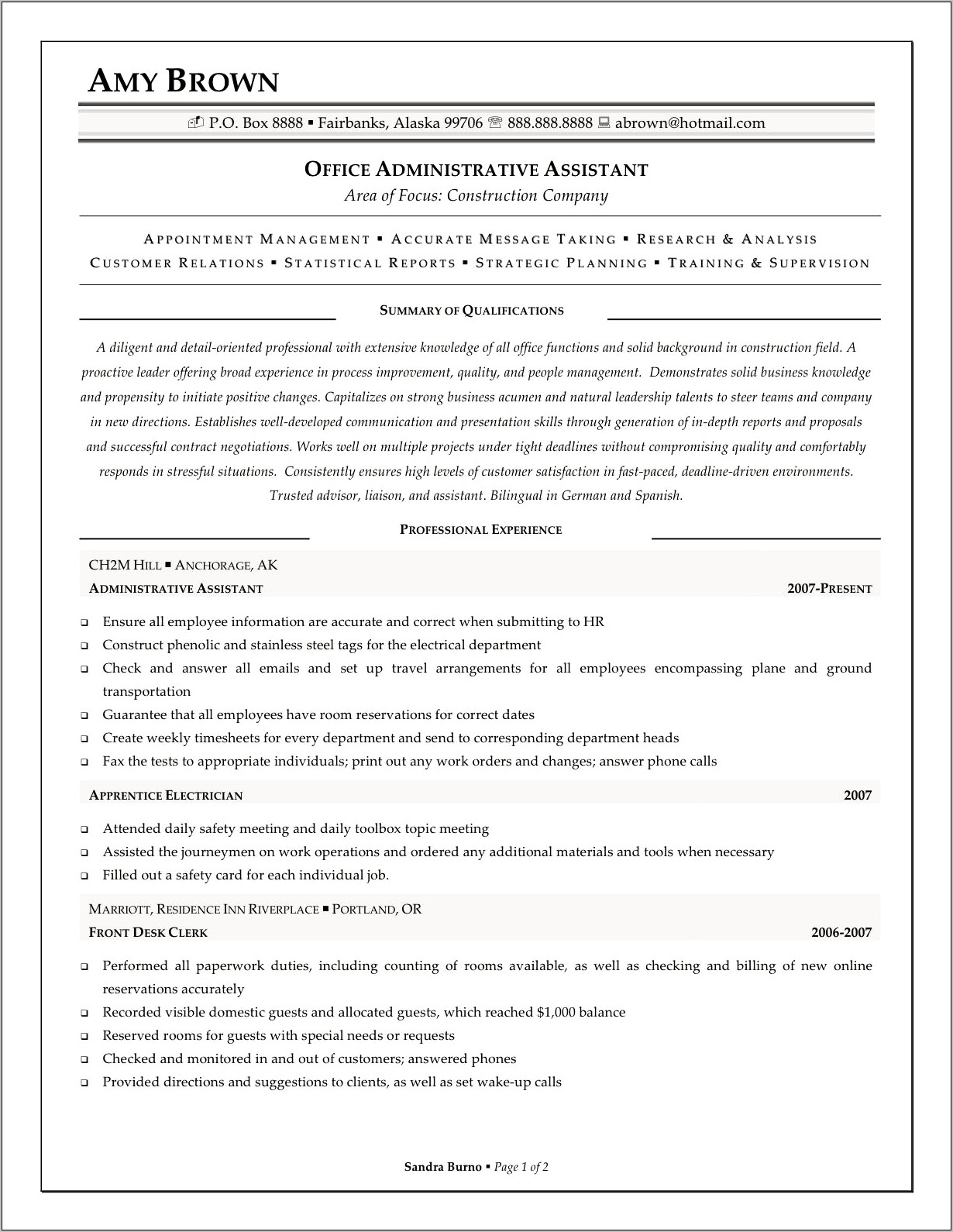 Administrative Officer Job Description For Resume