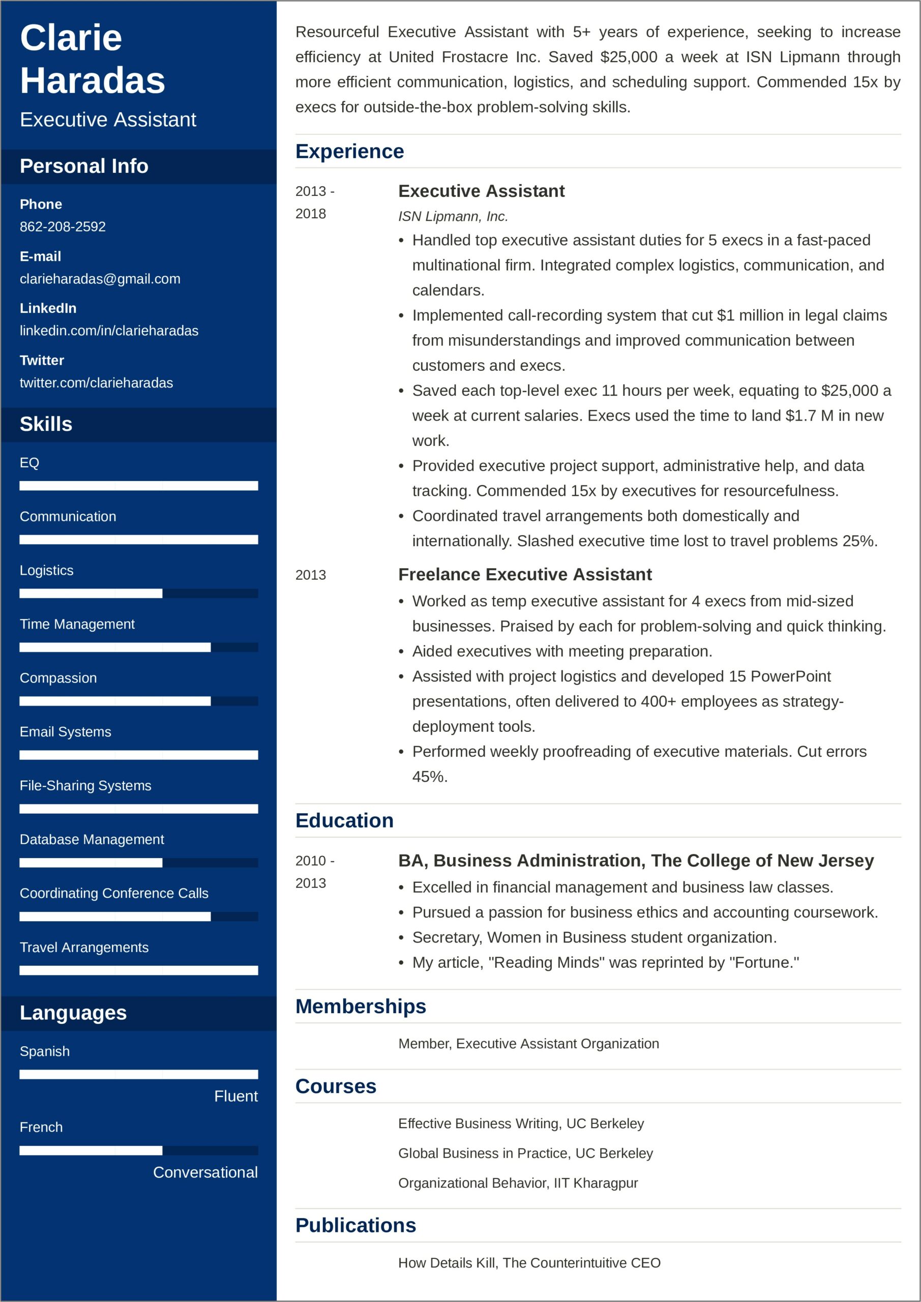 Administrative Resume Summary Sample Statement