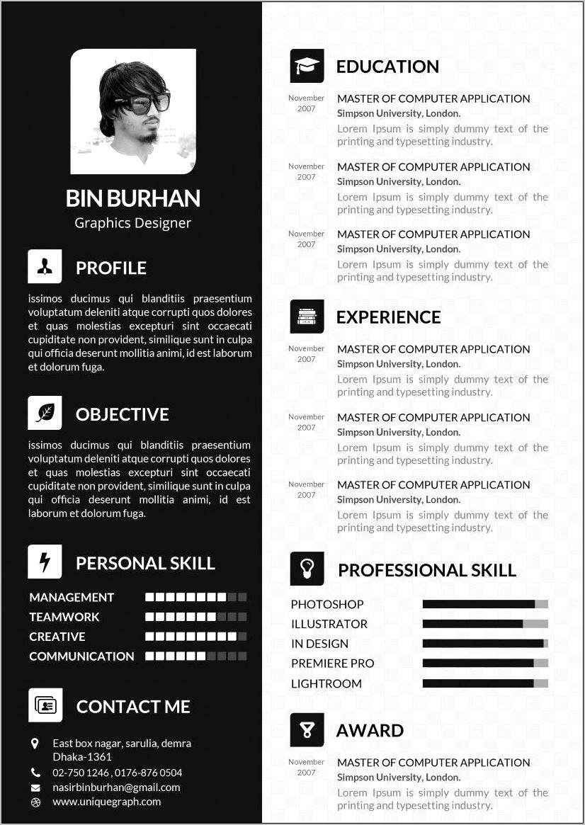 Adobe Indesign Resume And Cover Letter Template