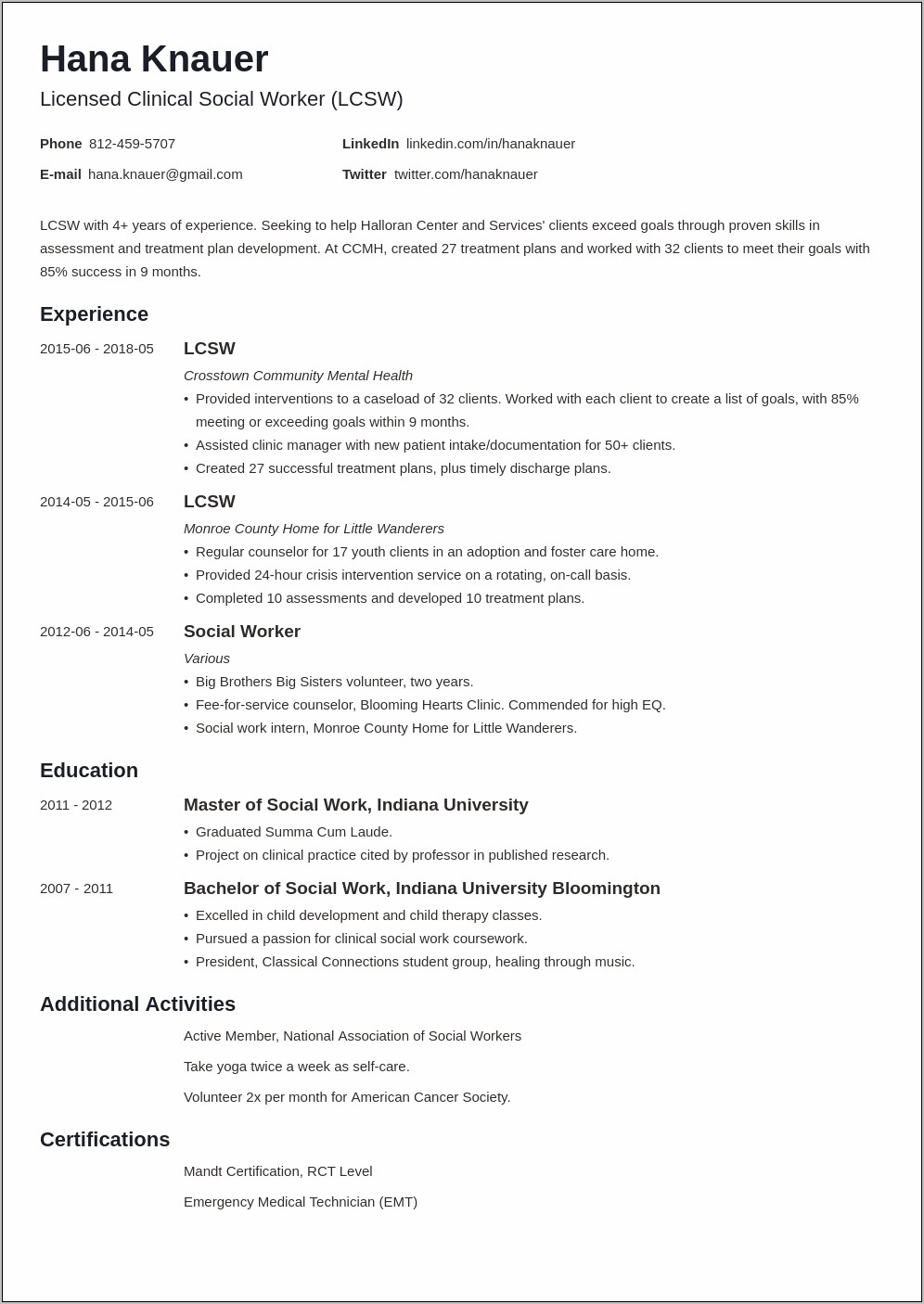 Adoption Specialist Foster Care Resume Example