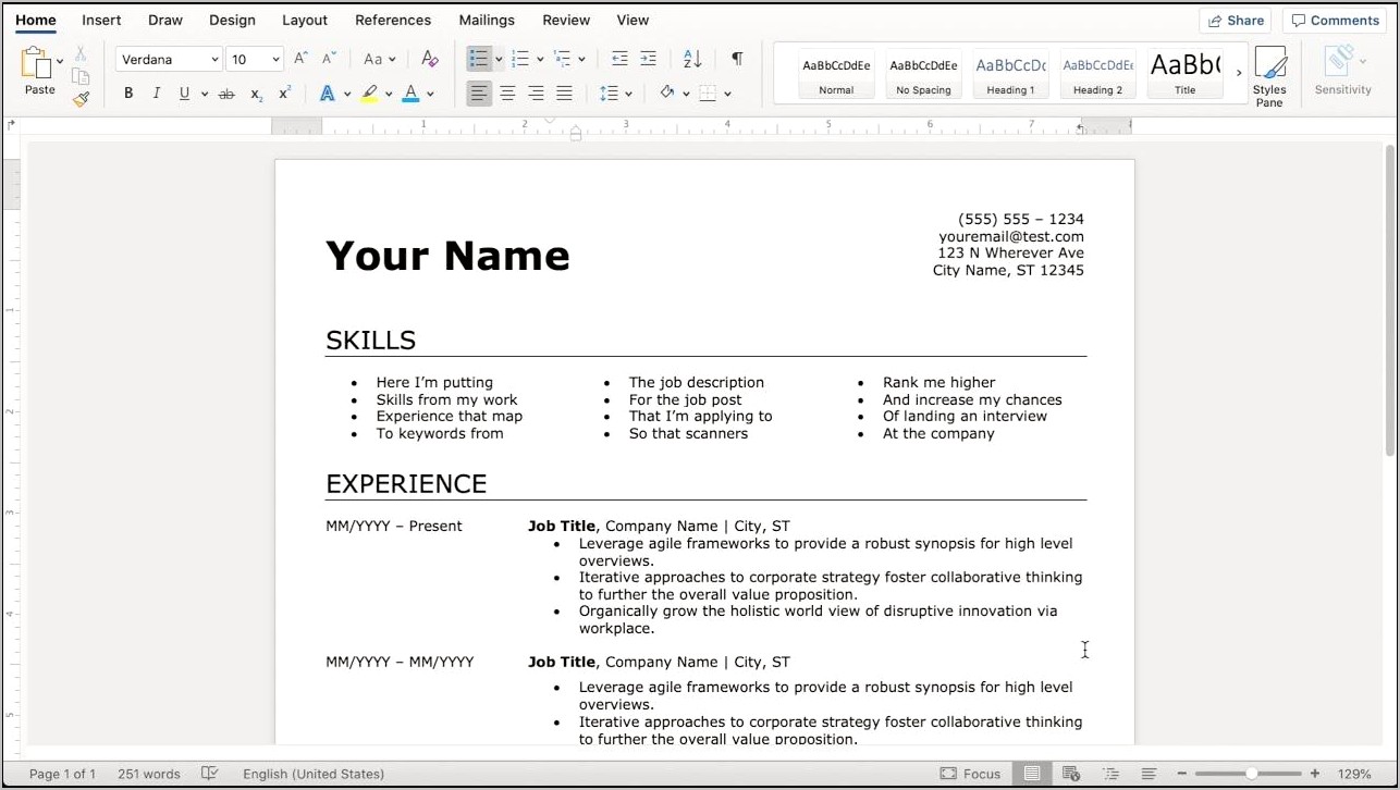 Advantage Of Create Resume In Ms Word