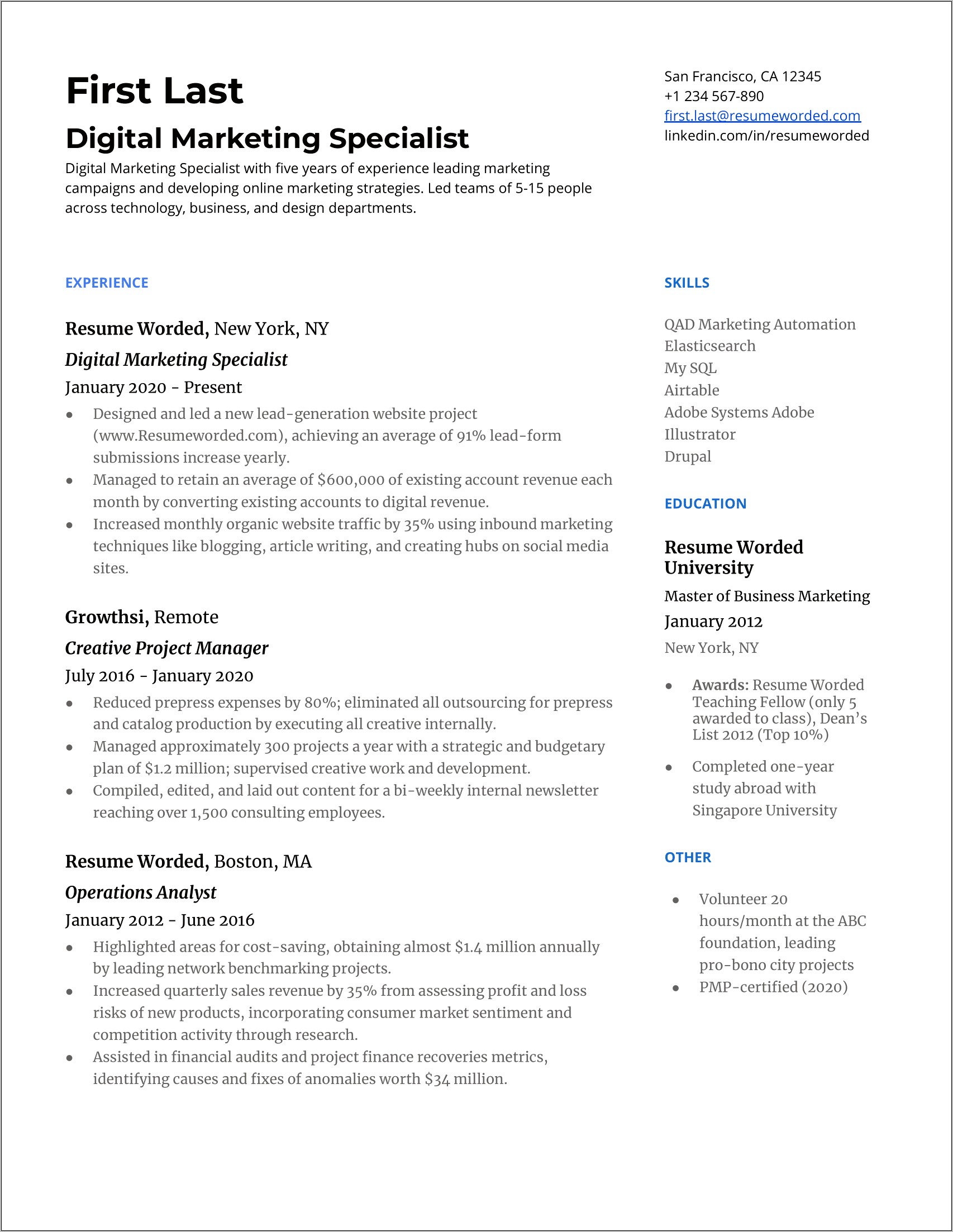 Advertising Specialist Job Description For Resume
