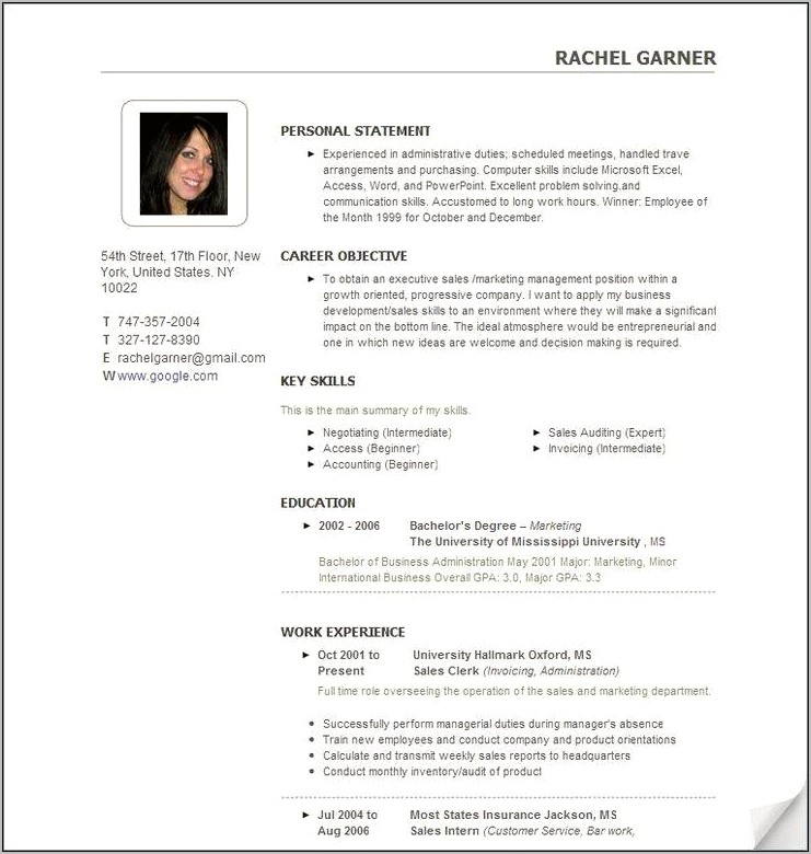 After A Long Absence Resume Examples