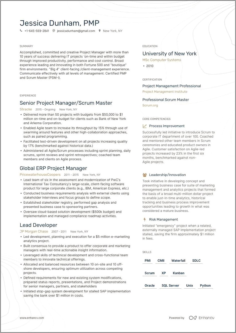 Agile Project Management With Scrum Resume