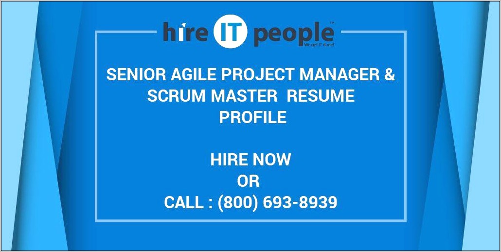 Agile Project Manager With Scrume Resume