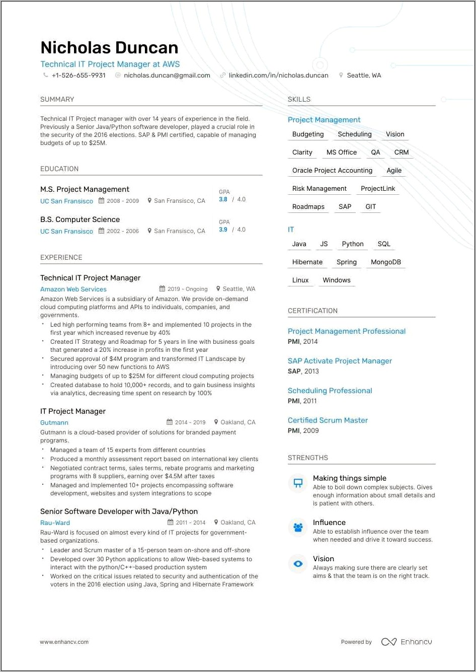 Agile Technical Project Manager Resume