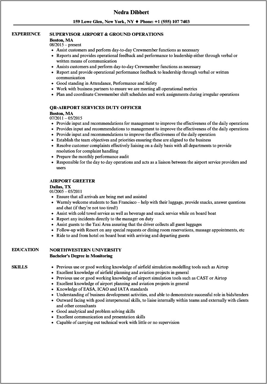Air Port Security Job Description Resume